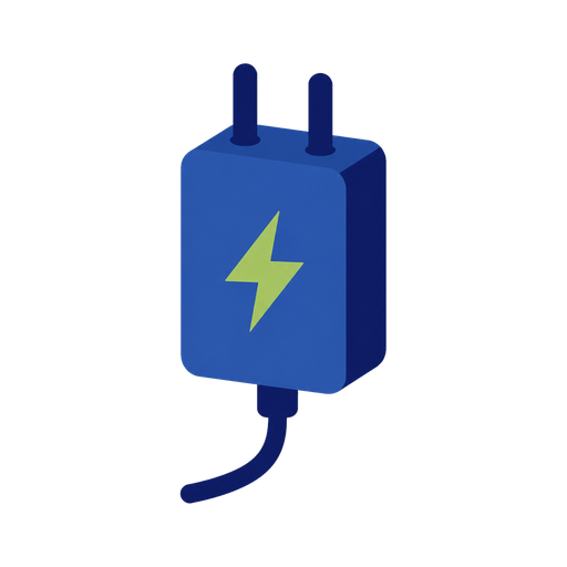 Ilustração de uma fonte de energia com dois pinos e cabo